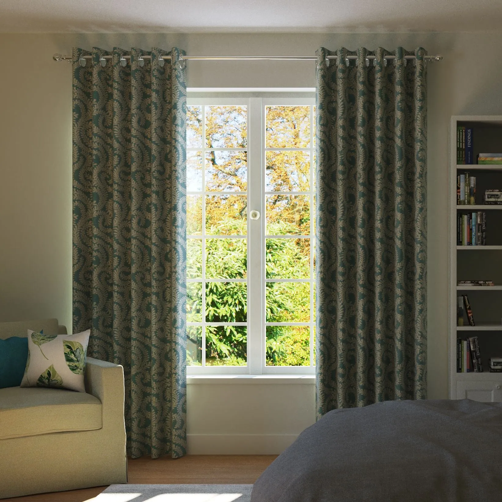 Little Leaf Teal Curtains