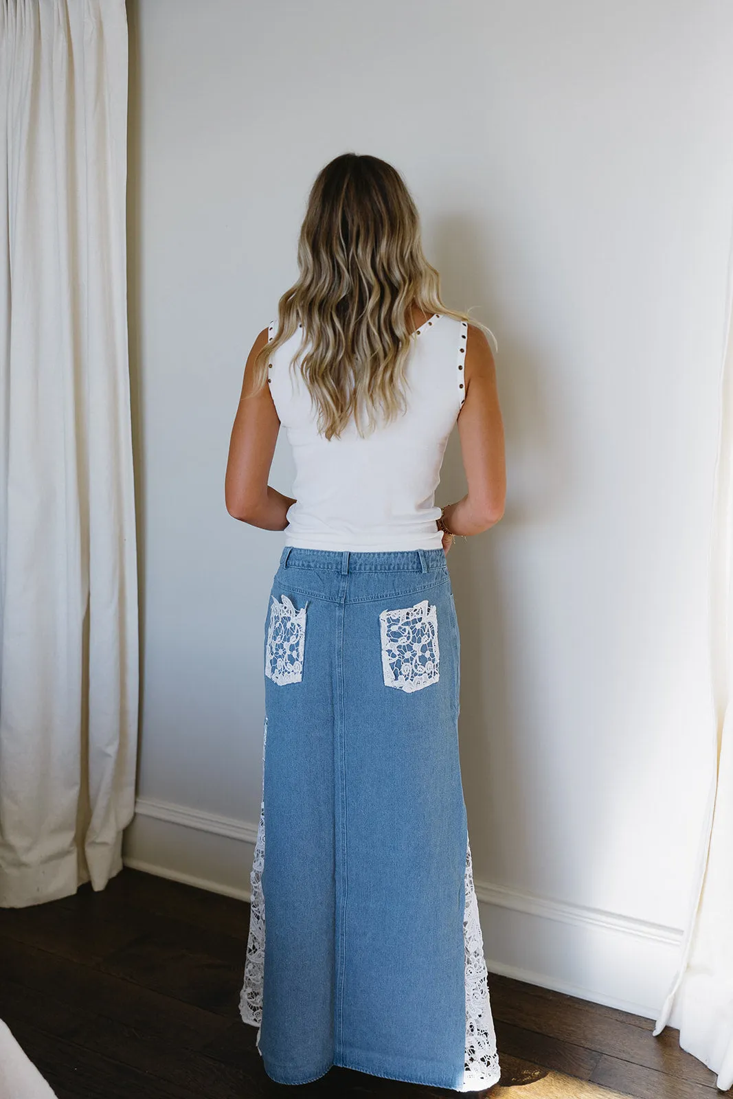Loretta Lace Maxi Skirt - Denim