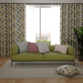 Magda Blush Pink and Grey FR Curtains