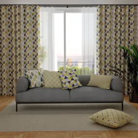 Magda Ochre Yellow and Grey FR Curtains