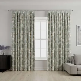 Magnolia Duck Egg Floral Cotton Print Curtains