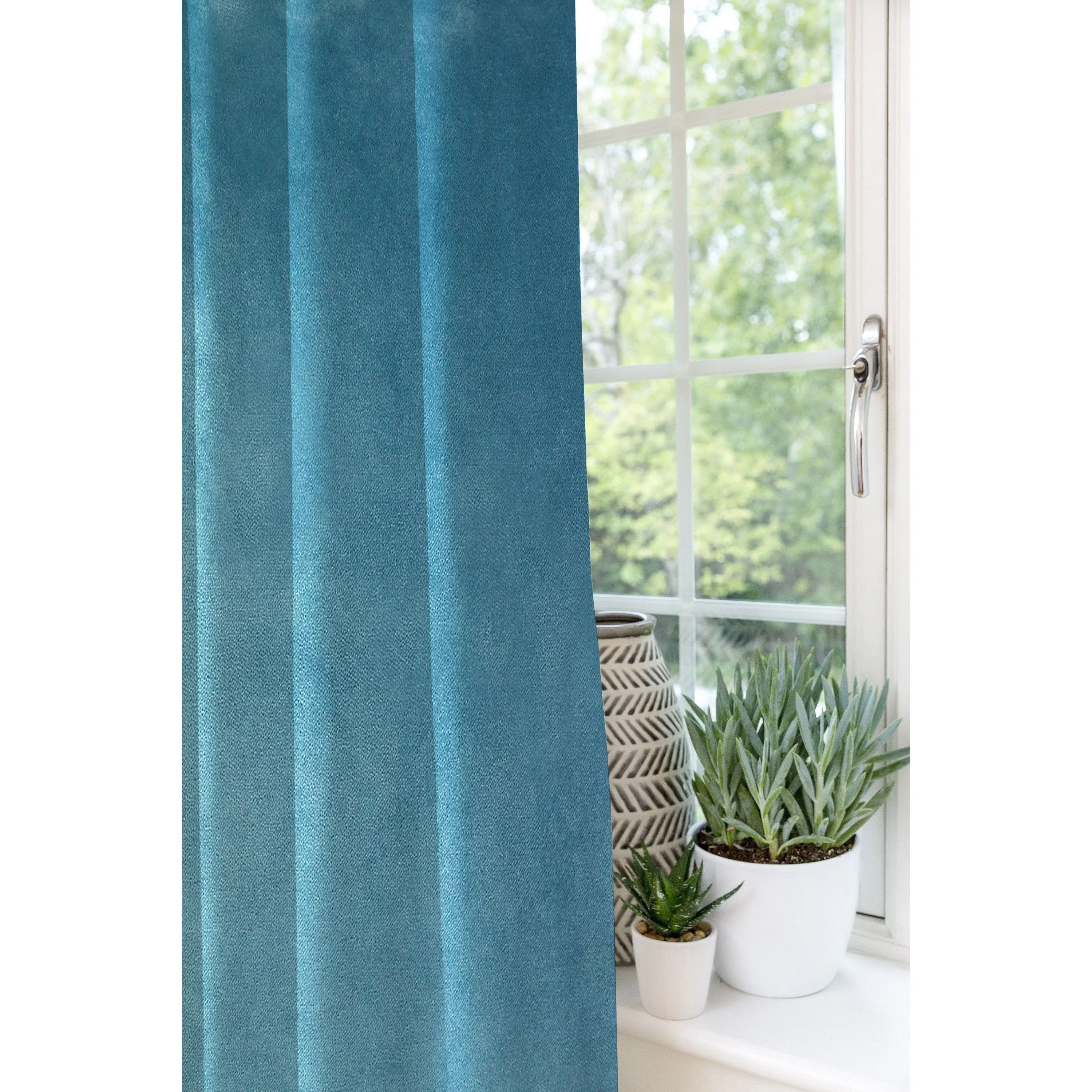 Matt Duck Egg Blue Velvet Curtains