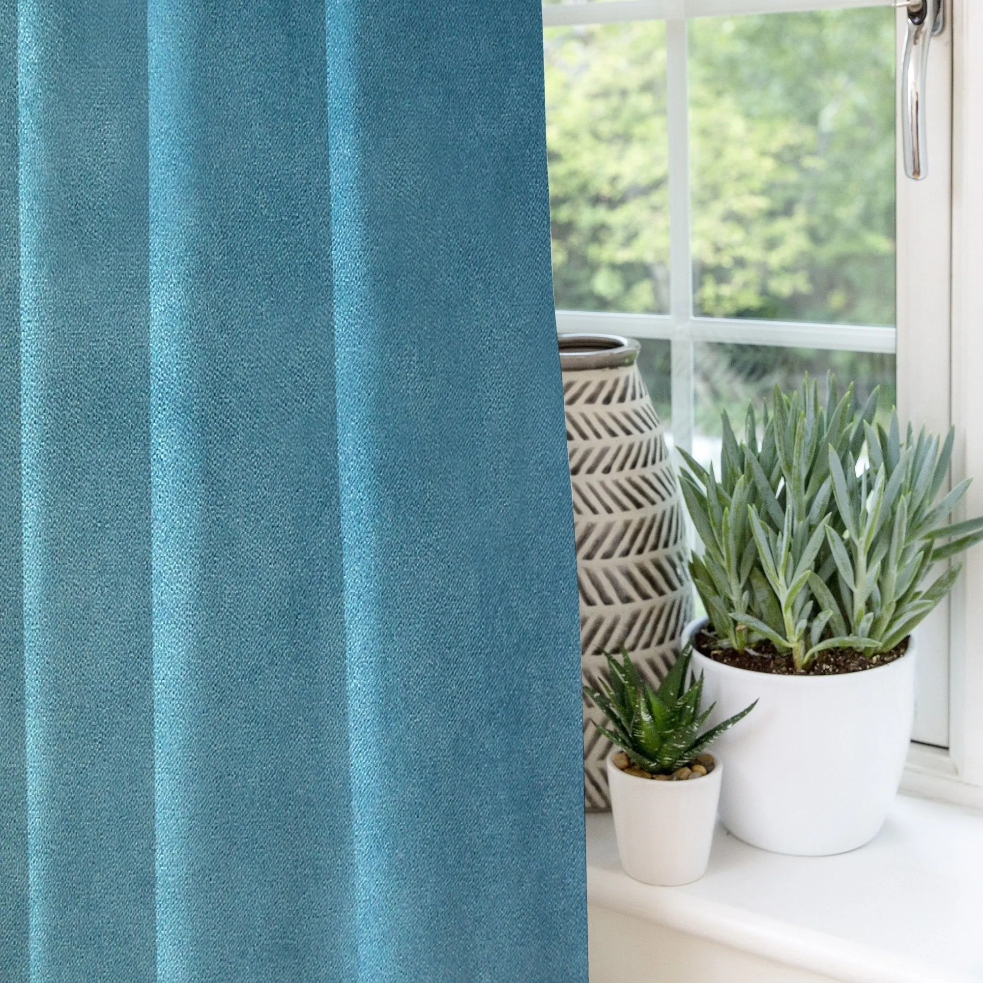 Matt Duck Egg Blue Velvet Curtains