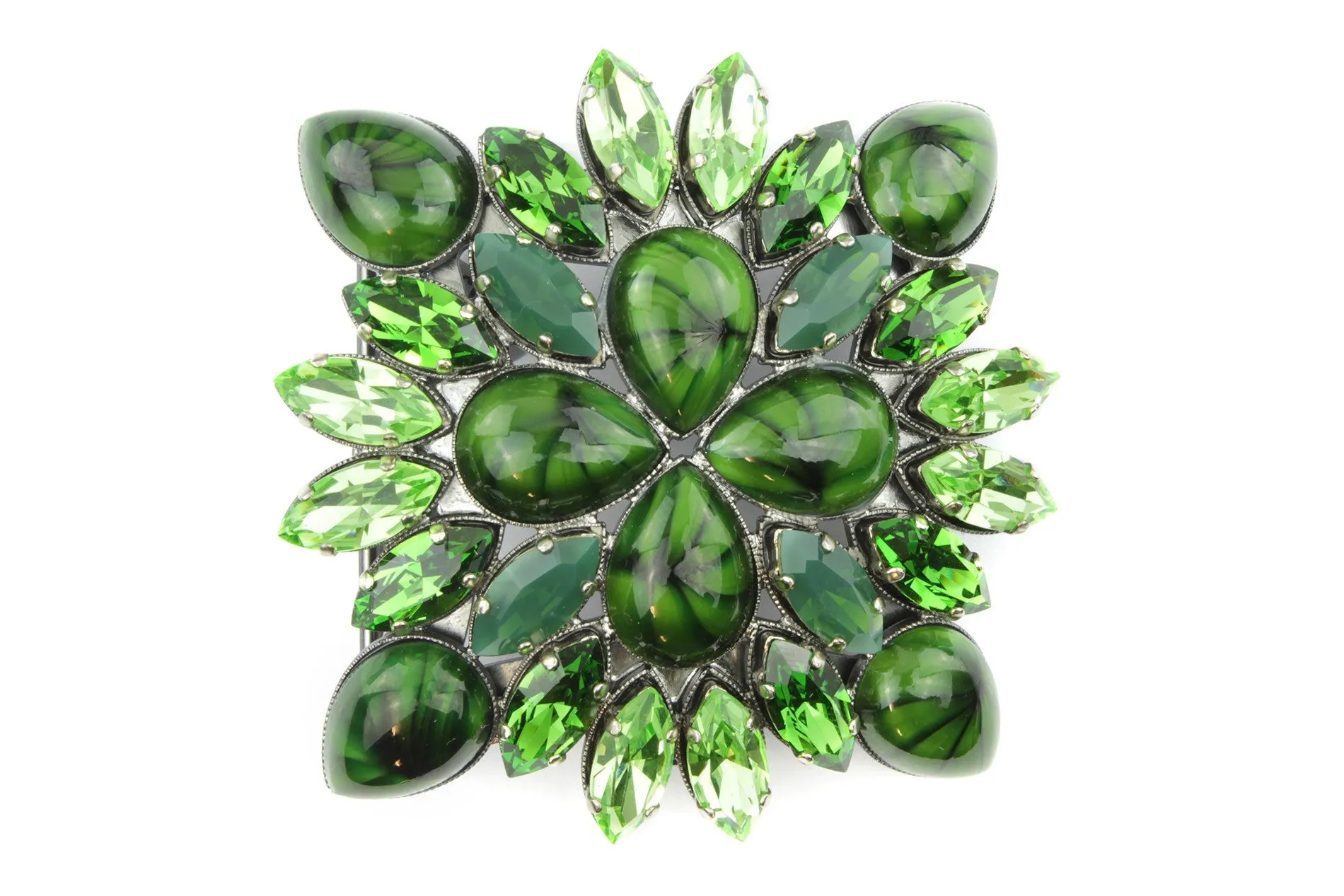 Mixed Tone Handcrafted Swarovski Crystal Buckle 40mm