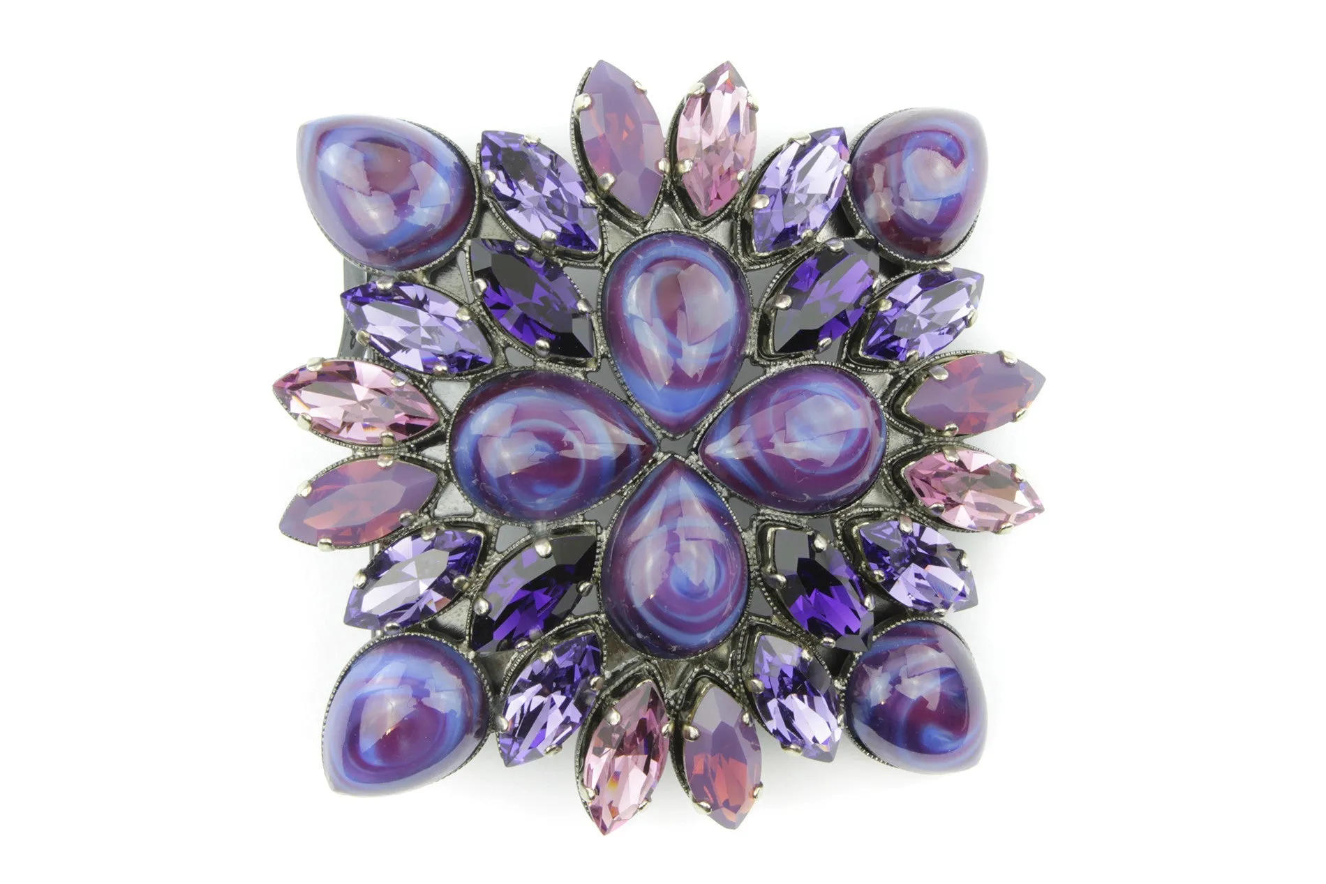 Mixed Tone Handcrafted Swarovski Crystal Buckle 40mm