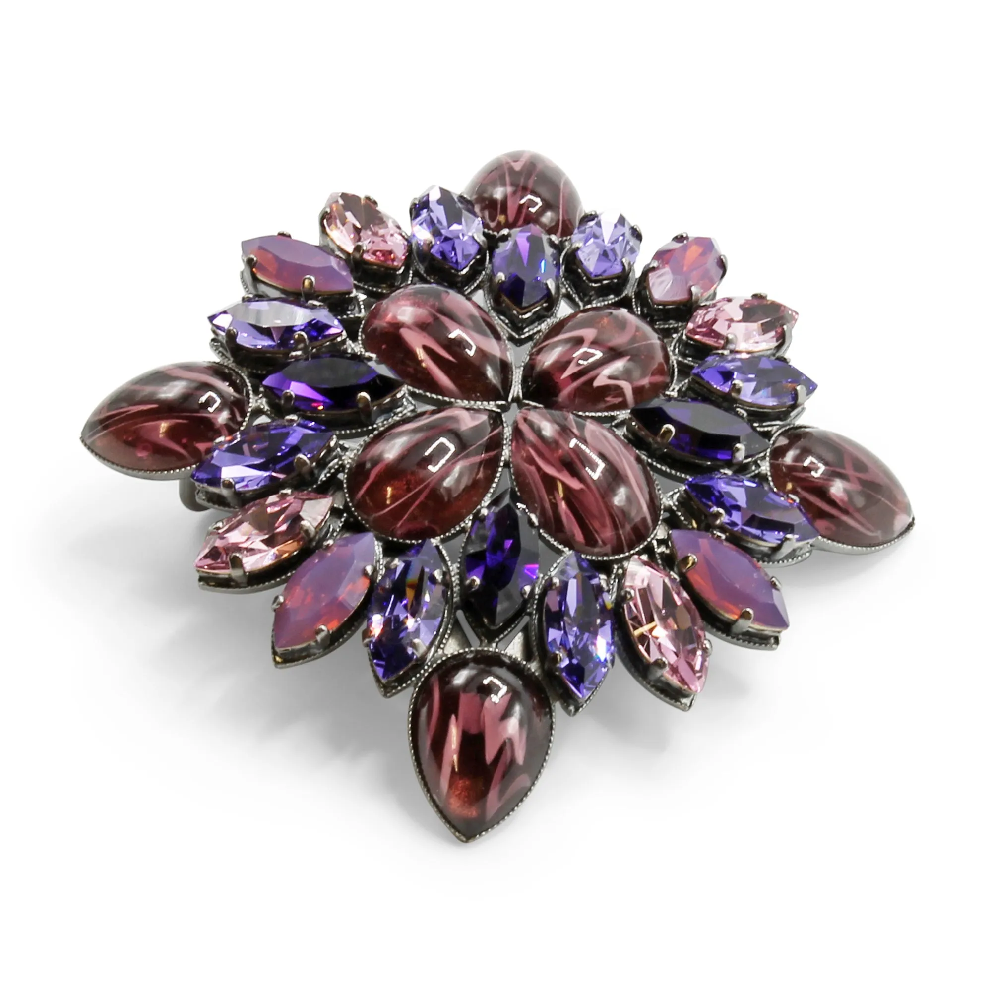 Mixed Tone Handcrafted Swarovski Crystal Buckle 40mm