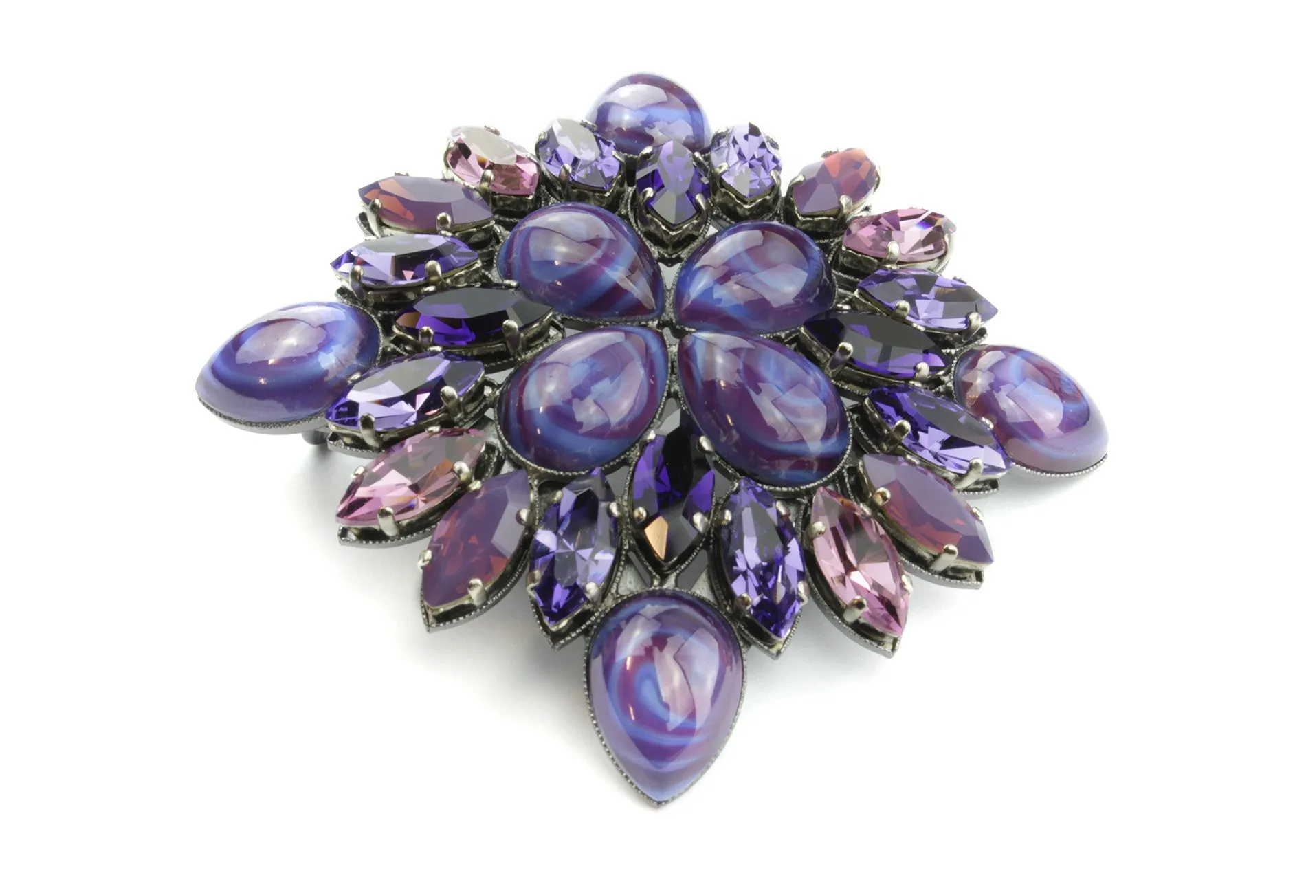 Mixed Tone Handcrafted Swarovski Crystal Buckle 40mm