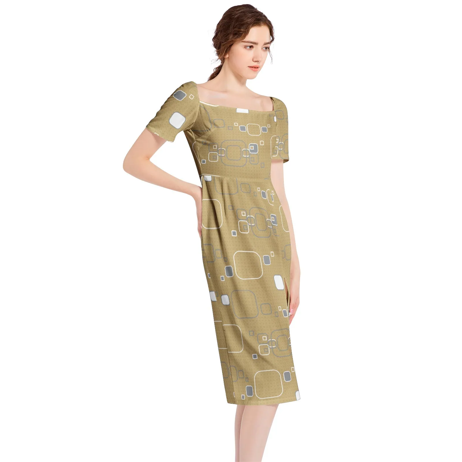 Modern Movement Split Thigh Midi Bodycon Dress