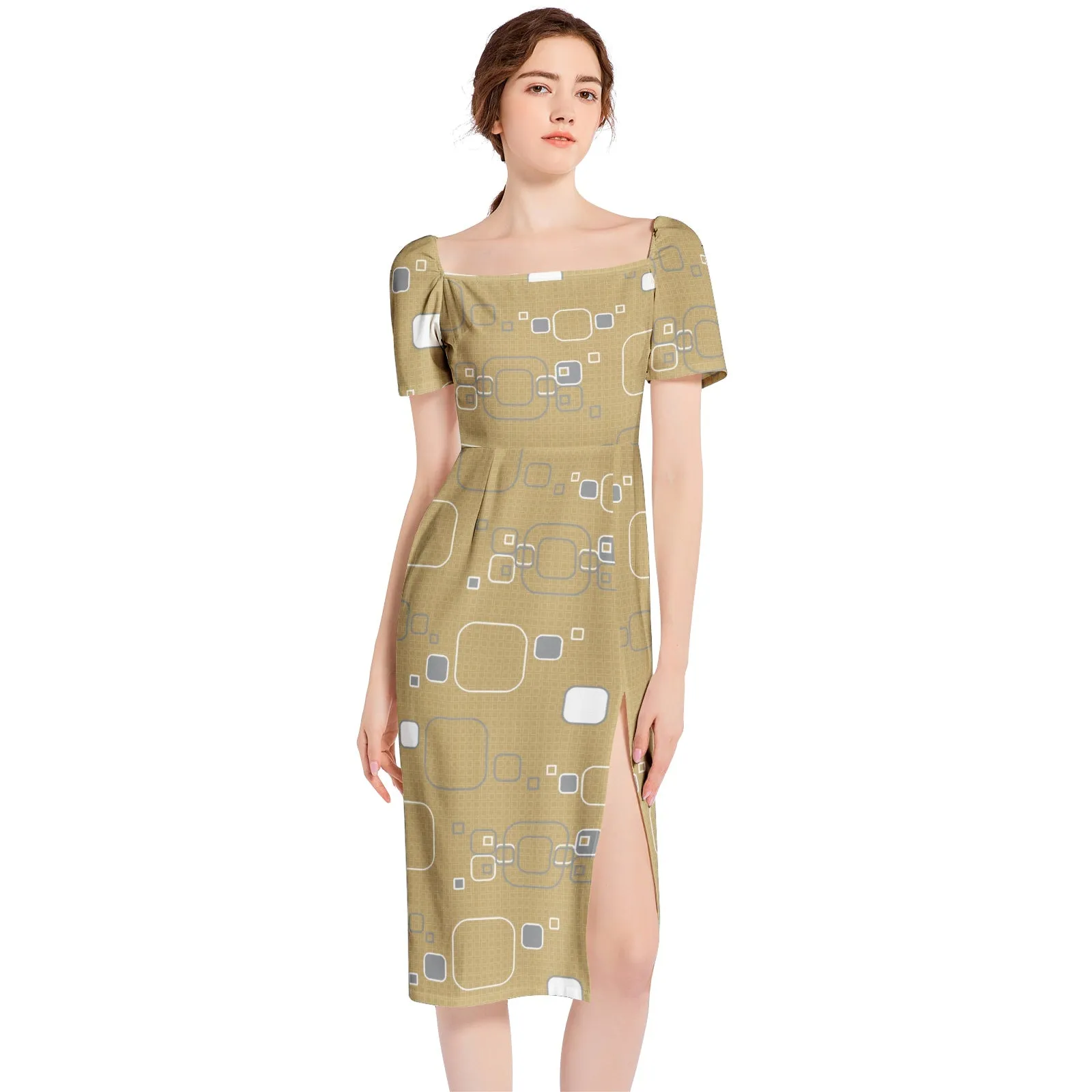 Modern Movement Split Thigh Midi Bodycon Dress