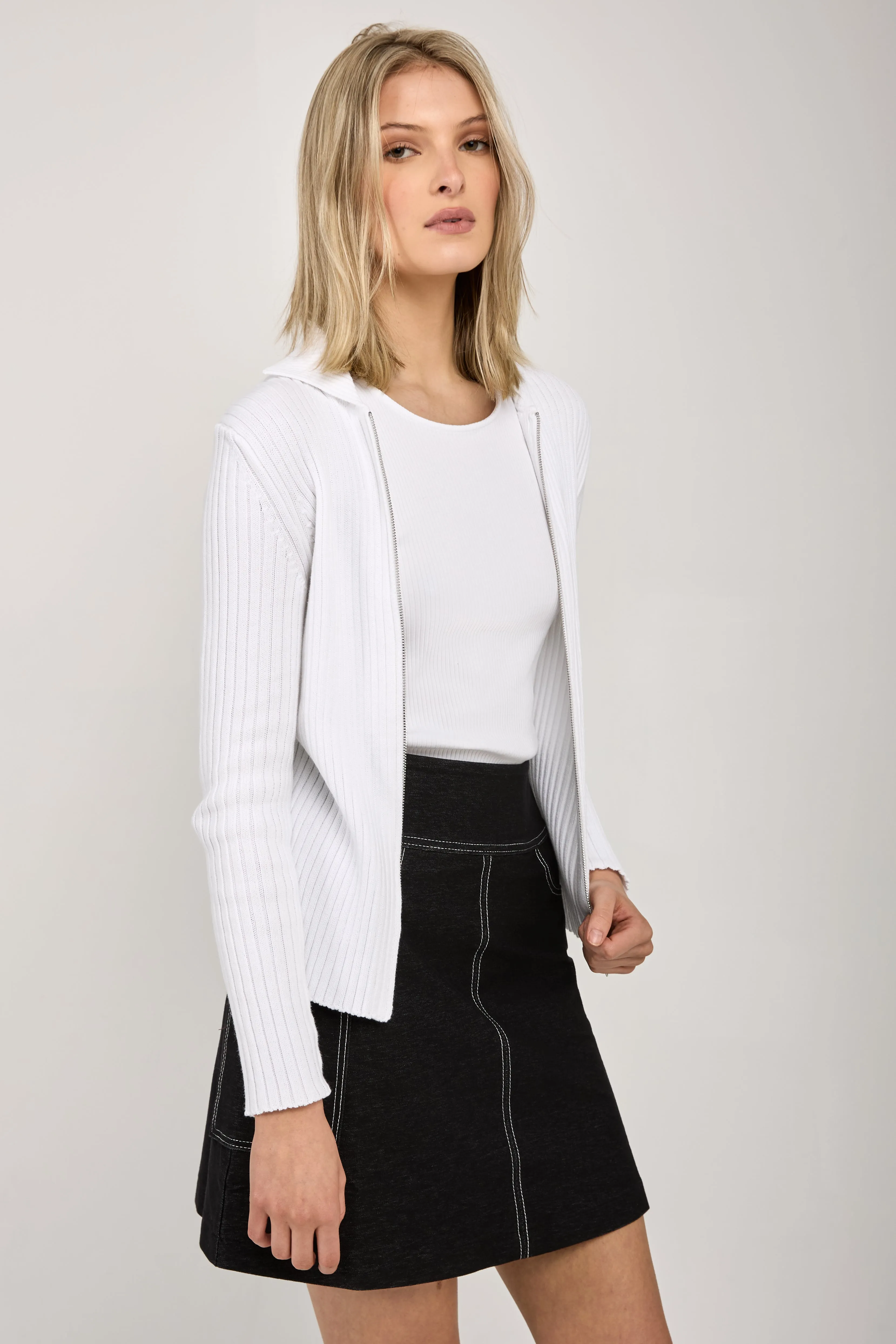 Nabulus Denim-Look Jersey Skirt in Black