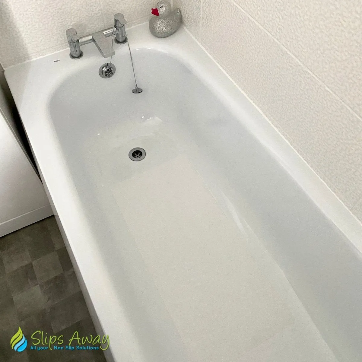 Non Slip Adhesive Bath Mat - Ultra Thin - Anti Skid Textured Vinyl 16”x34”