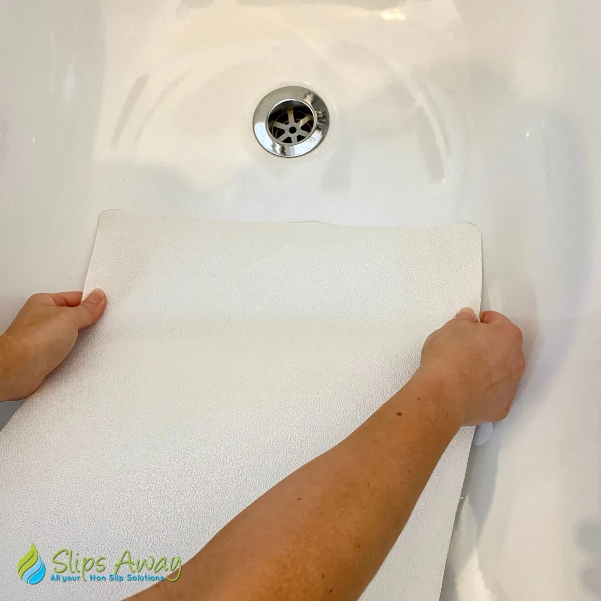 Non Slip Adhesive Bath Mat - Ultra Thin - Anti Skid Textured Vinyl 16”x34”