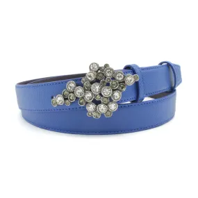 Novak Narrow Electric Blue Saffiano Crystal Bubble Belt
