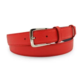 Novak Narrow Hot Tomato Tone Saffiano Belt