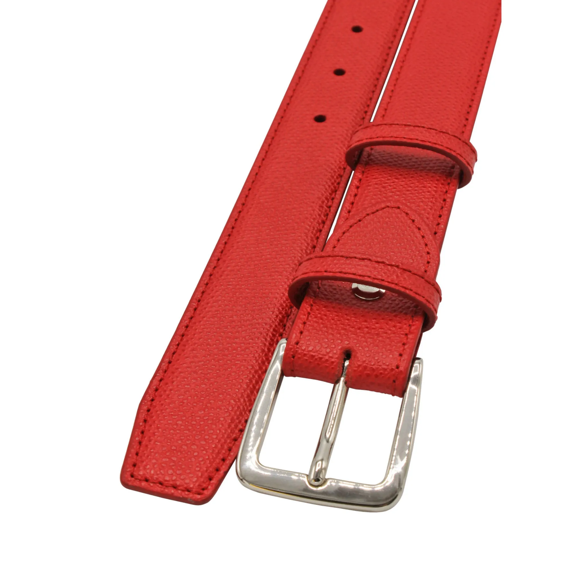 Novak Narrow Hot Tomato Tone Saffiano Belt