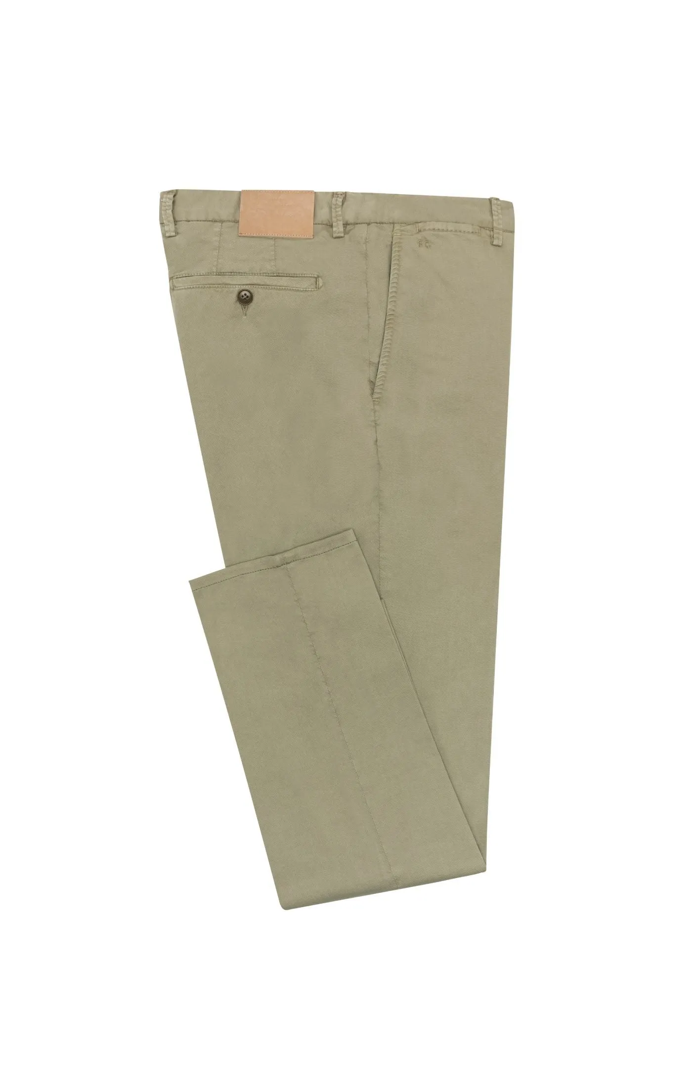 Olimpias Cotton Light Olive Garment Dyed Stretch Fine Twill