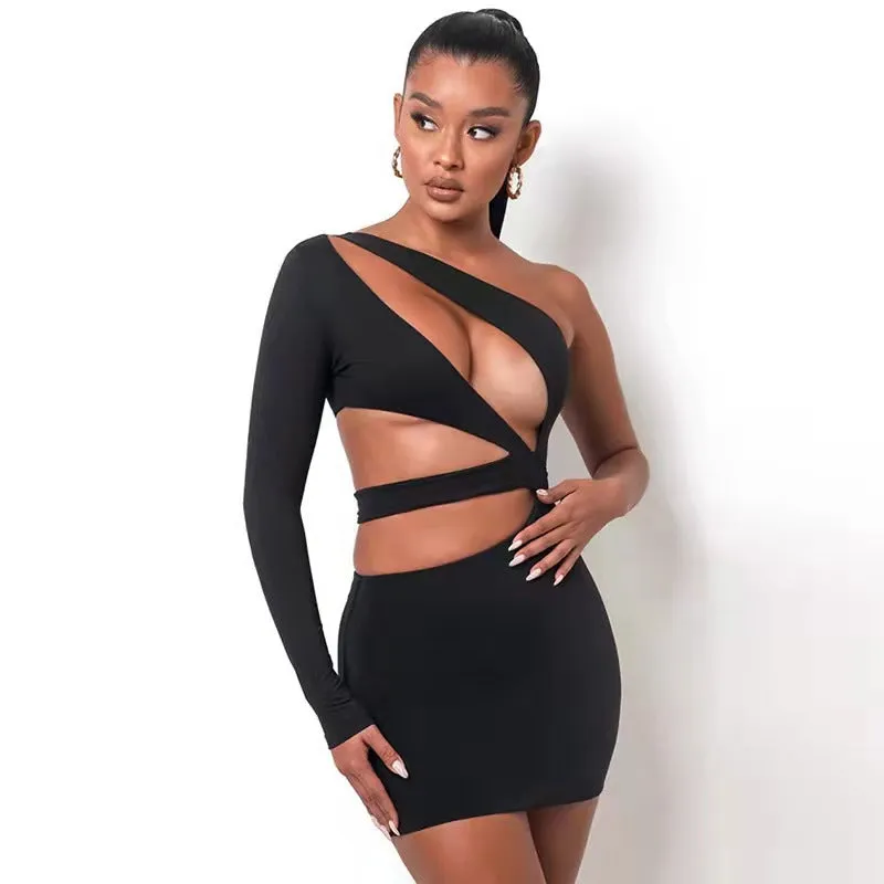 One Shoulder Cut Out Mini Dress