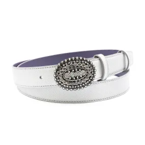 Pale Grey Novak Crystal Oval Belt