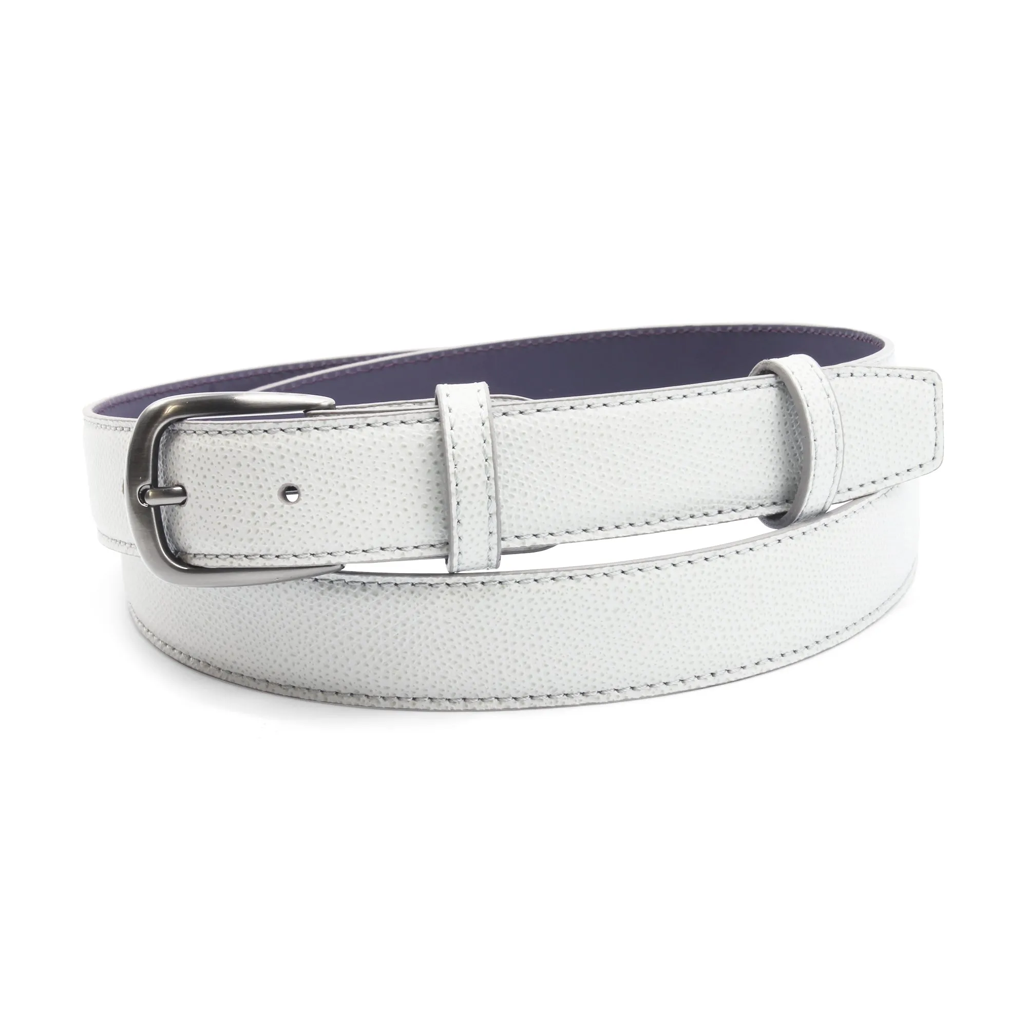 Pale Grey Novak Gunmetal Prong Belt