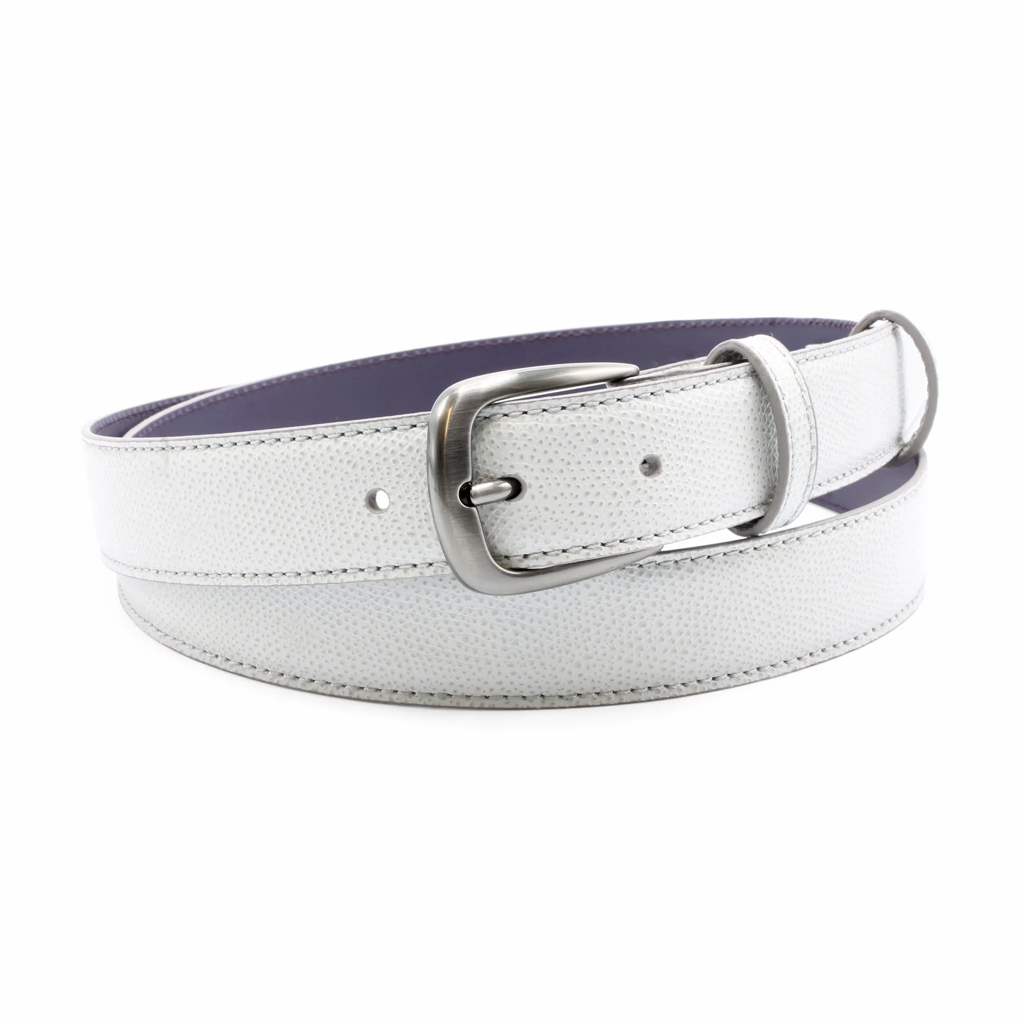 Pale Grey Novak Gunmetal Prong Belt