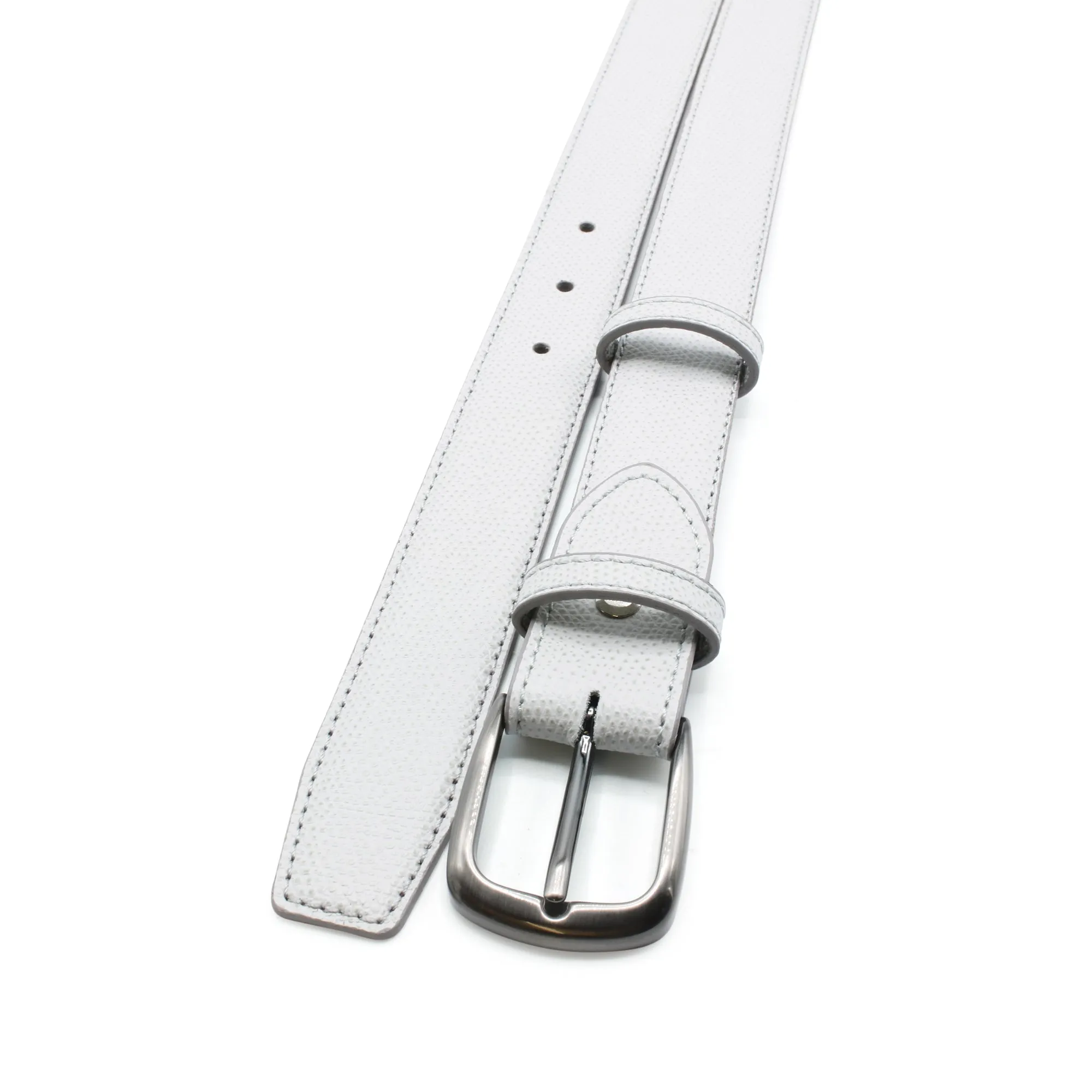 Pale Grey Novak Gunmetal Prong Belt