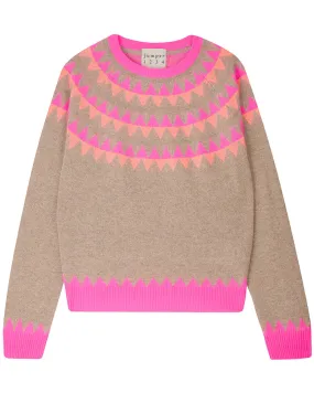Pink and Brown Val Crewneck Sweater