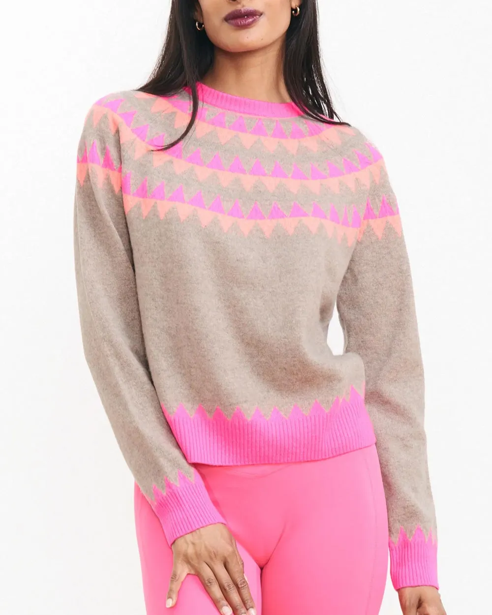 Pink and Brown Val Crewneck Sweater