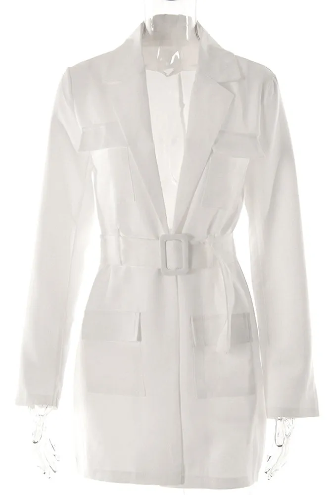 Plain Lapel Collar Open Pockets Winter Outfits Jacket