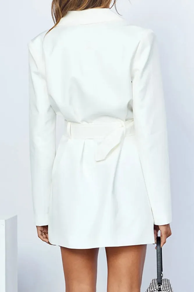 Plain Lapel Collar Open Pockets Winter Outfits Jacket