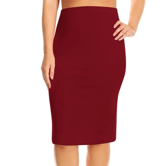 Plus Size Knee Length Pinup Pencil Skirt