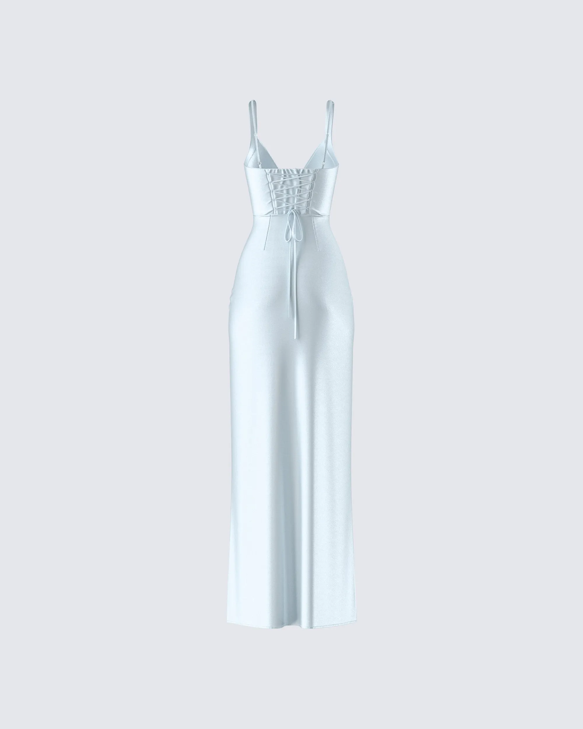 Rasha Teal Satin Corset Maxi Dress