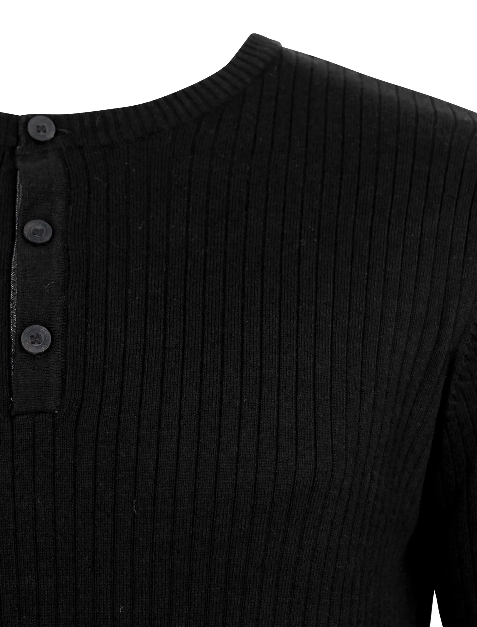 Rushmore Henley Ribbed Jumper in Black - Tokyo Laundry