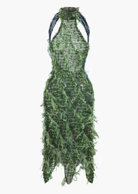 Salvadora Fringe Backless Midi Dress