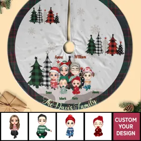 Sitting Next To Christmas Trees - Personalized Christmas Pencil Tree Skirt For Family