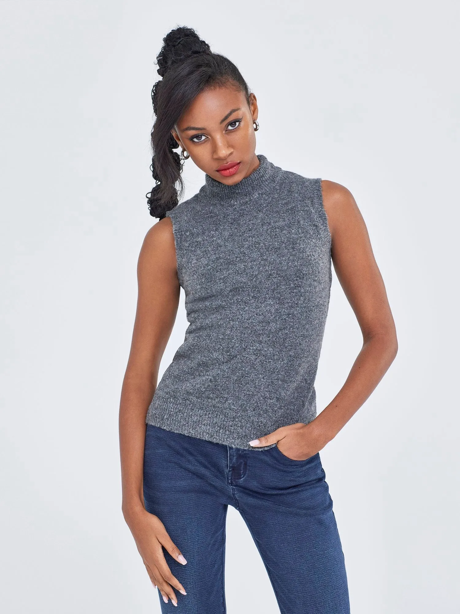 Sleeveless Turtleneck Top