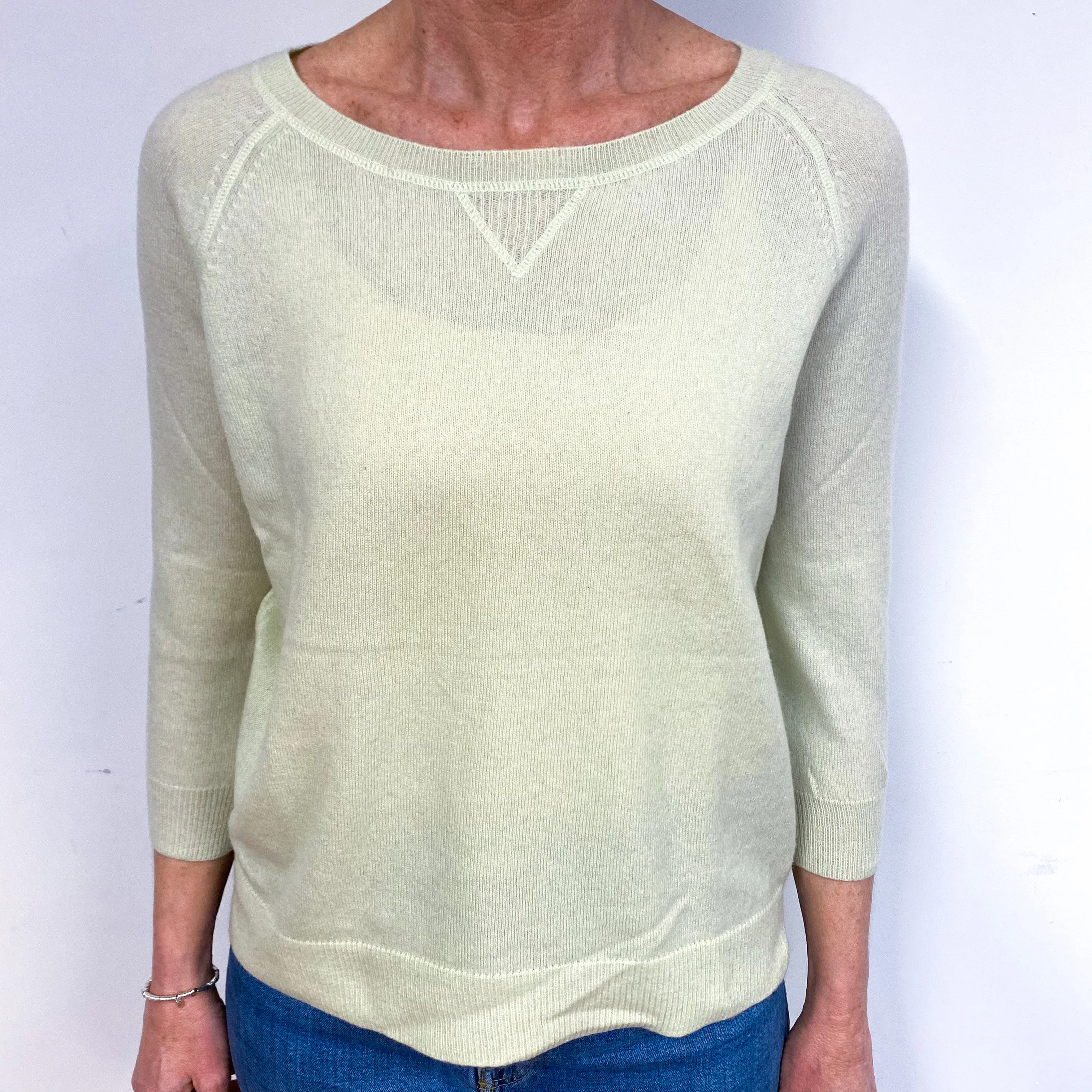 Soft Lime Cashmere Crew Neck Jumper Medium
