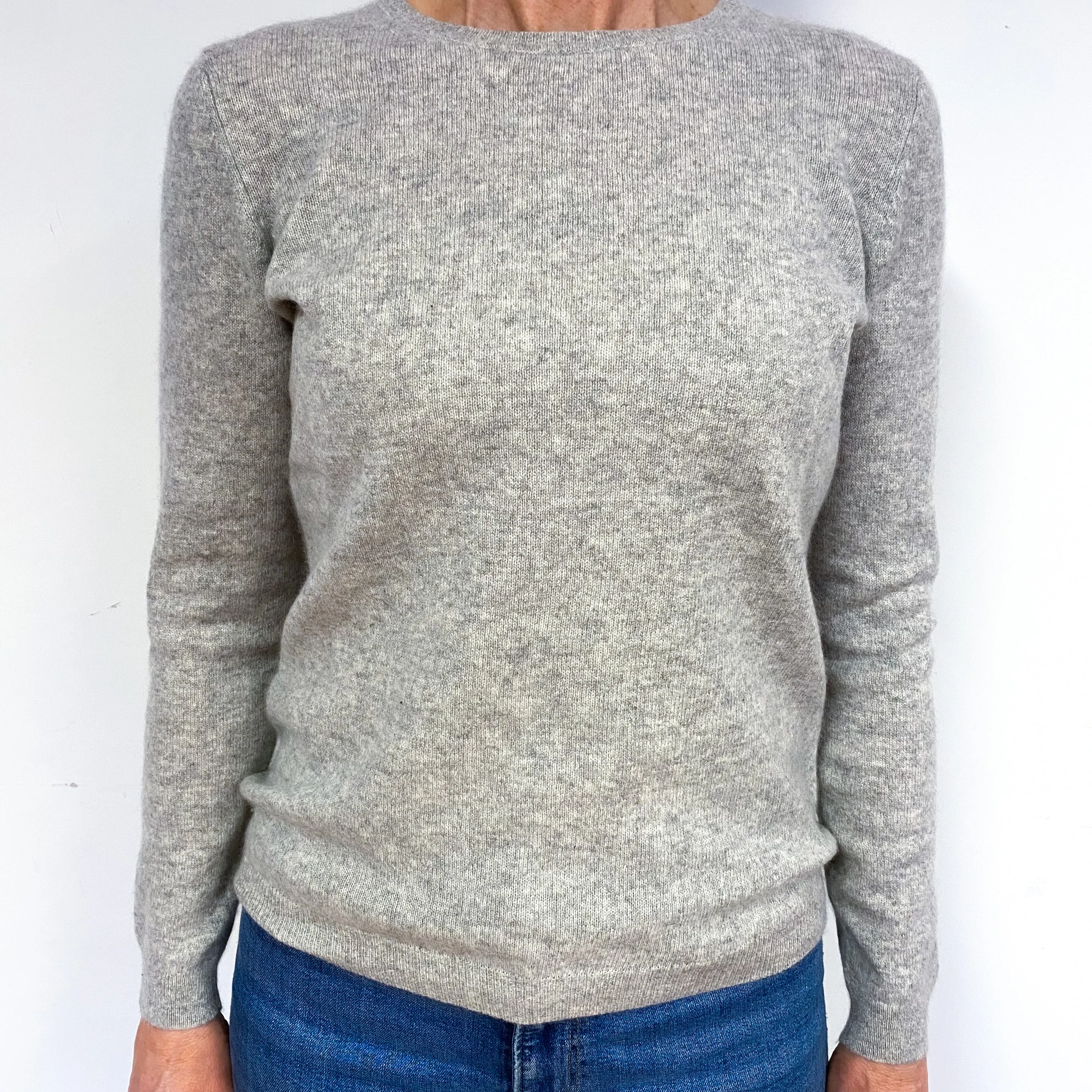Soft Smoke Grey Cashmere Crew Neck Jumper Medium