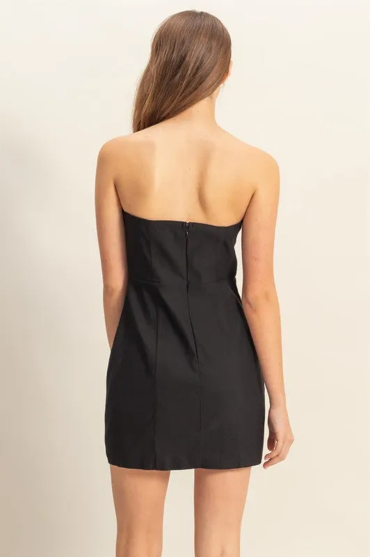 Strapless Ribbon Tie Bodycon Mini Dress