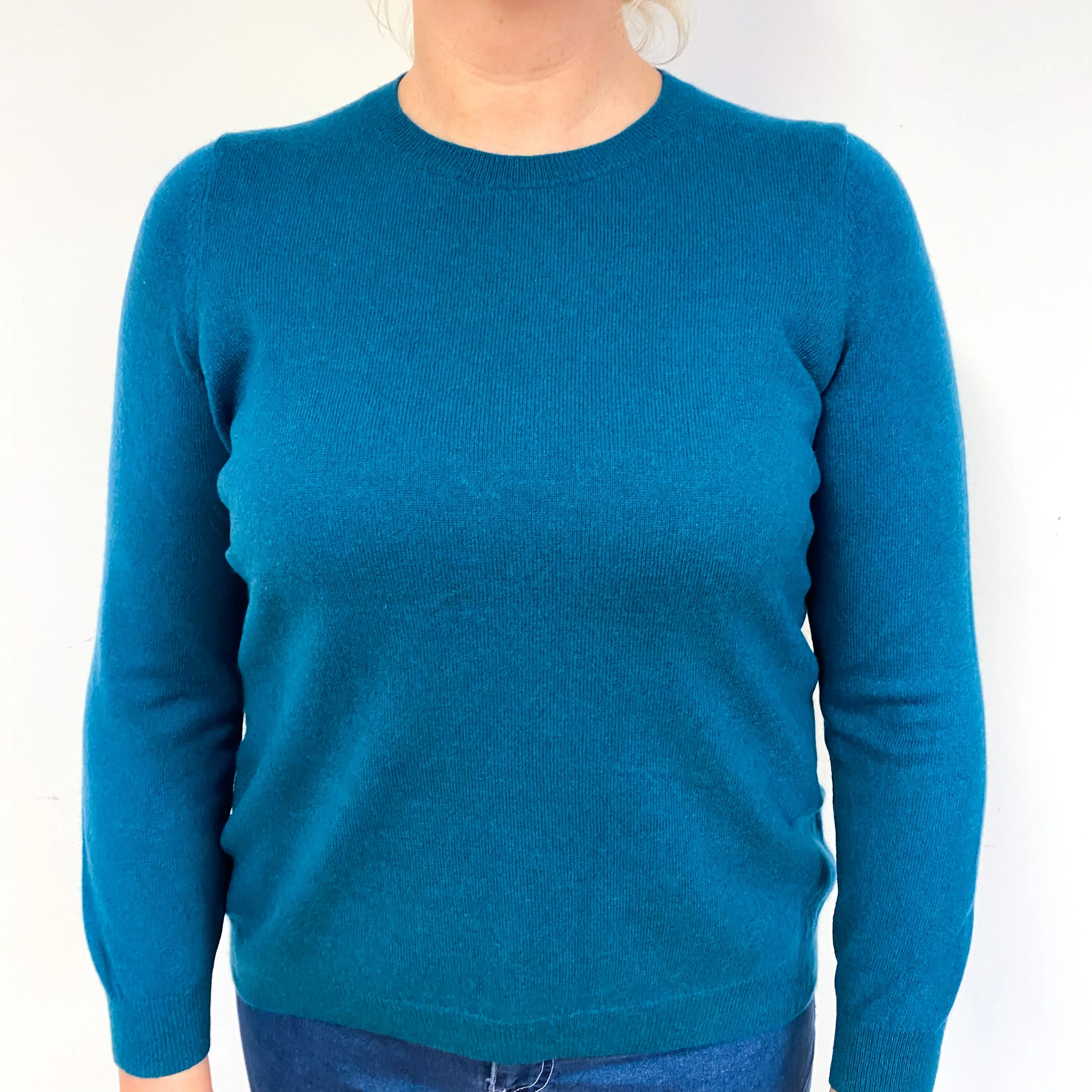 Teal Green Cashmere Crew Neck Jumper Large/Petite