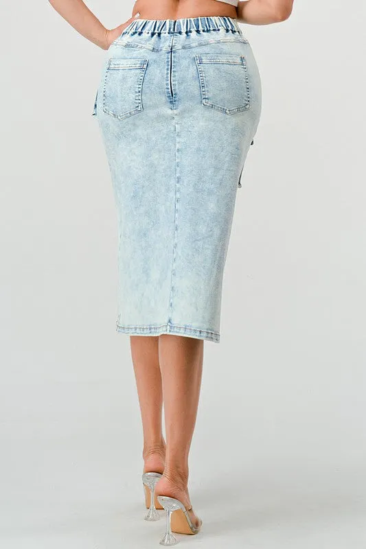 TEEK - CASUAL WASHED DENIM LEG SKIRT