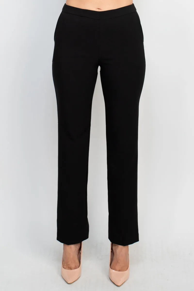 Truth mid waist elastic waist pencil cut stretch crepe pant with pockets