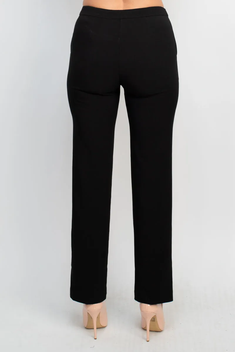 Truth mid waist elastic waist pencil cut stretch crepe pant with pockets