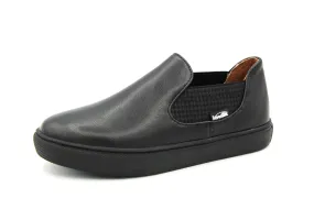 Venettini  Black Leather Elastic Slip On Sneaker Carter