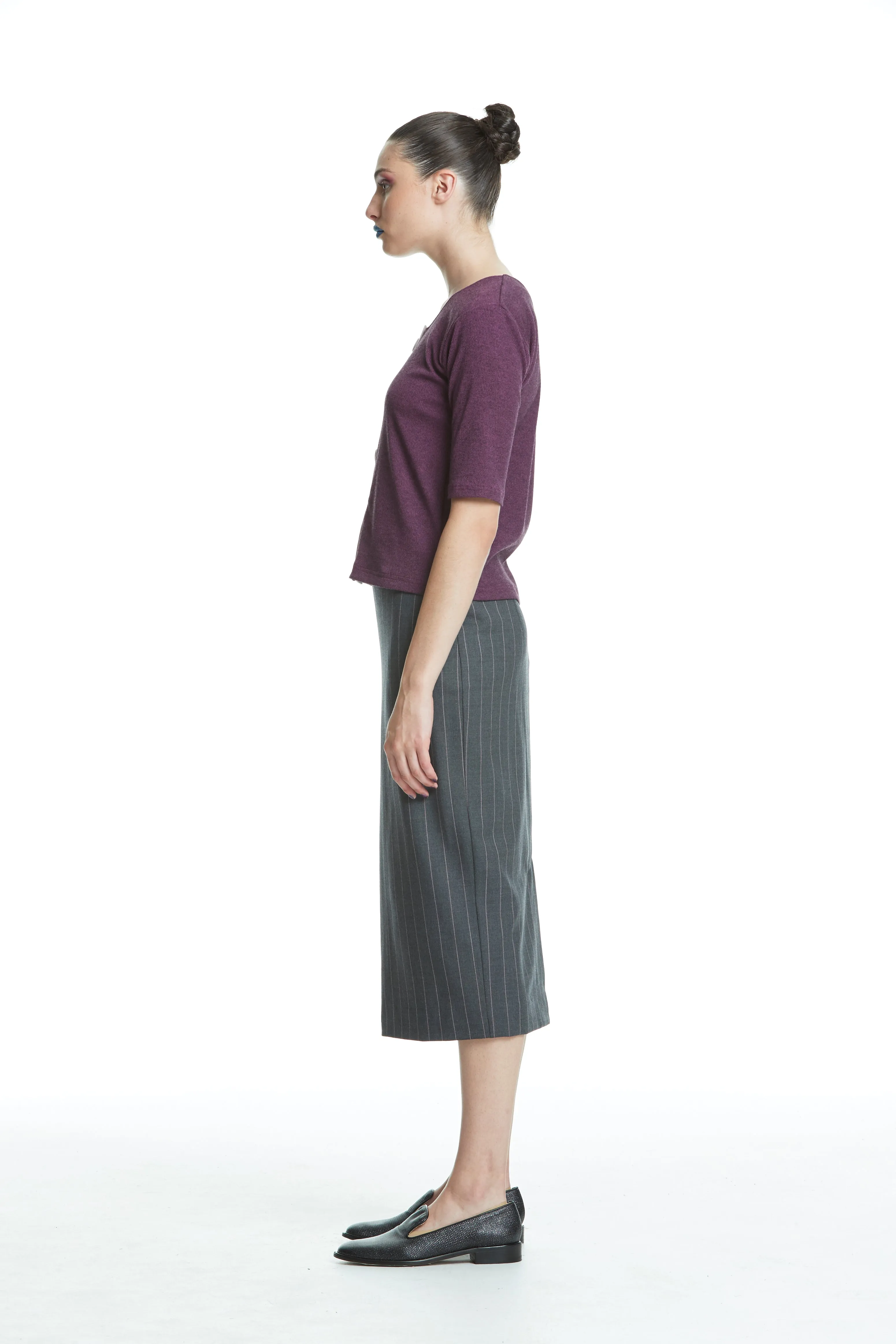 WORLD 4449 The Advertiser Long Pencil Skirt Charcoal Stripe