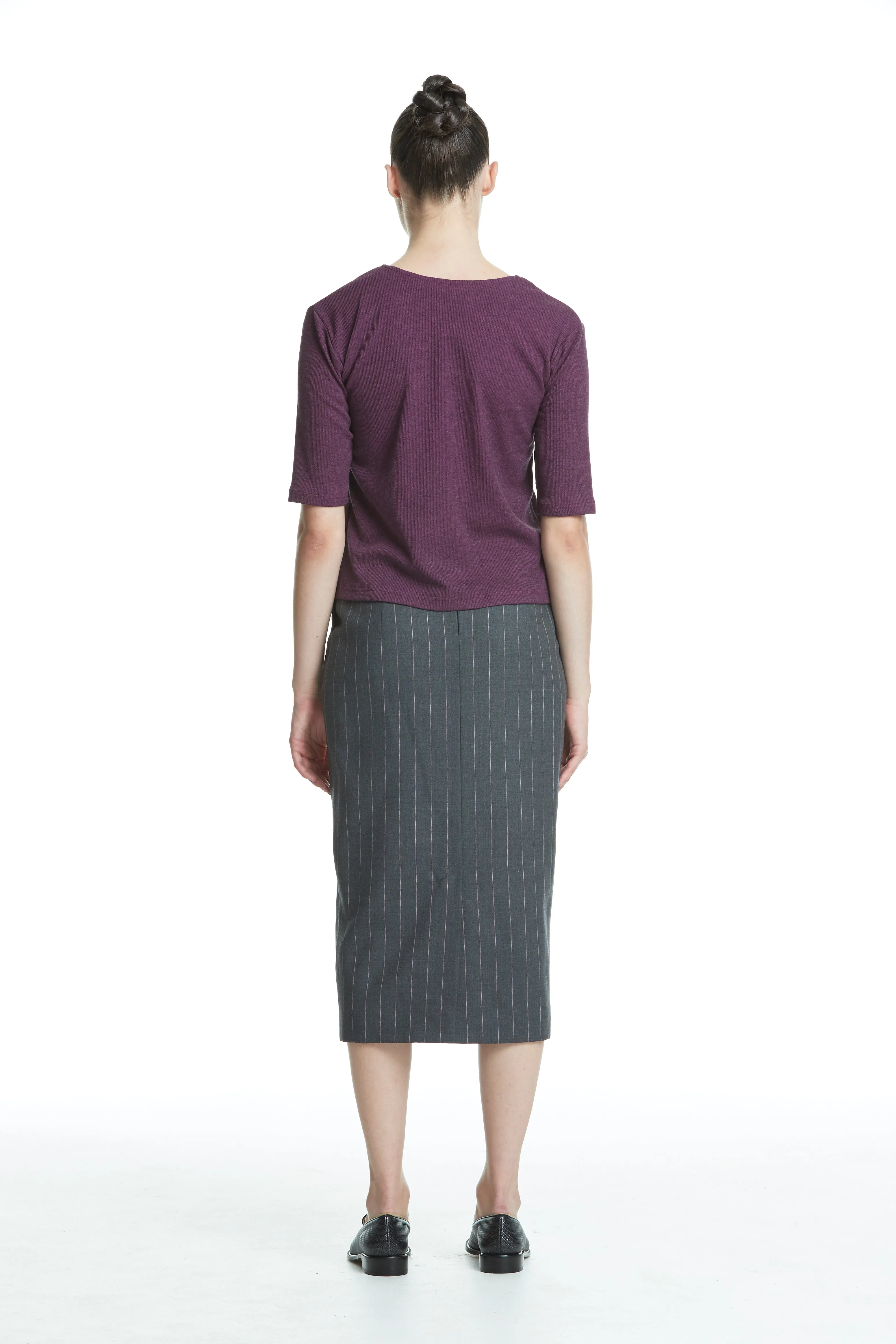 WORLD 4449 The Advertiser Long Pencil Skirt Charcoal Stripe